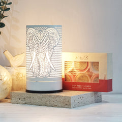 Elephant White Touch Lamp ~ Electric Burner + 6 Melts Pack