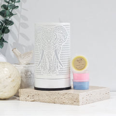 Elephant White Touch Lamp ~ Electric Burner + 3 Melts Pack